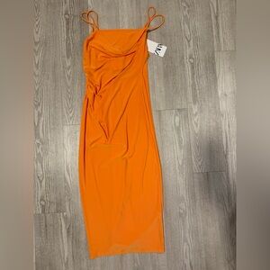 Zara Vibrant Orange One-Shoulder Dress